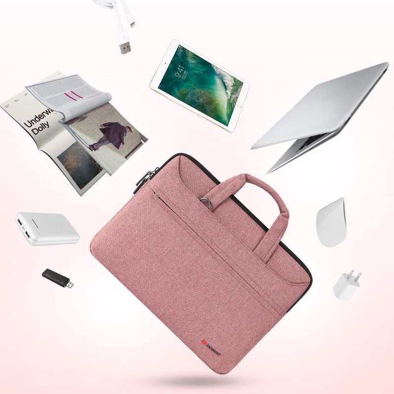 DOMISO 17.3 inch Laptop Messenger Shoulder Bag Tote Bag for Women for Men,Business Travel Work Computer Bag Chromebook Case Briefcase,Compatible with 17 inch HP Dell Lenovo ASUS, Pink - Image 4